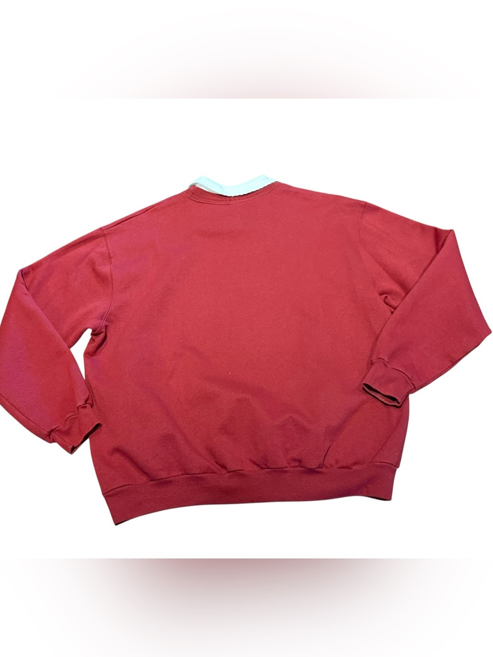 Vintage Burgundy Red Floral Embroidered Sweatshirt with White Collar Womens XL - Picture 2 of 7